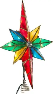 Kurt Adler 10-Light Multicolored Capiz Bethlehem Star Treetop with Gem Center