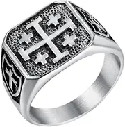 [pickyegg.com] Mens Stainless Steel Maltese Cross Crusader Knights Templar Ring Size 7-15