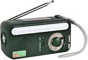 Lightweight Compact and Easy to Carry Multifunctional Radio with Hand Crank Solar USB Charging Four Power Supply Modes, Green