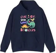 [X.Style] Just a Girl Who Loves Dinosaurs Kid Teen Toddlers Women Dino ds014 Hoodie Navy M