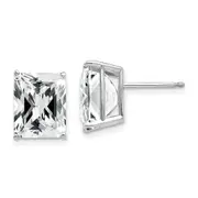 14k White Gold 10x8mm Emerald Cut Cubic Zirconia Earrings