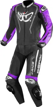 Berik Zakura Evo perforated 2-Piece Motorcycle Leather Suit, black-purple, Size 58 for Men Black Purple