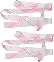 INOOMP 2pcs Rhythmic Gymnastics Ribbons Dance Performing Streamer Ribbon Rod Gymnastic Training Ribbons Artistic Dancing Accessories Gymnastics Streamer Dance Ribbons Party Ribbons
