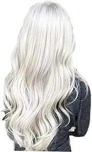 Generic Women's Synthetic Wig White Long Curly Wig Comfortable Cosplay Wig Lady Girls