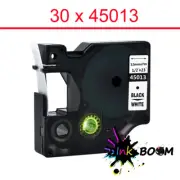 30 Label Compatible Dymo D1 45013 Tape Black on White 30m x 7m LabelWriter