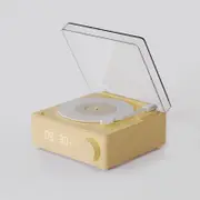Alarm Clock Stereo Retro Wireless Bluetooth Creative Small Speaker Card USB Mini Vinyl Record Player Speaker(Yellow)