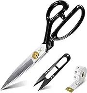 Left-Handed Fabric Scissors - 10.5 Inch(26.8CM) Electroplated Finishing High Carbon Steel Scissors Tailor's Dressmaker Shears for Cutting Fabric, Clothes, Leather, Raw Materials (White)