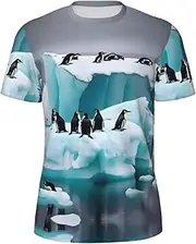 [DRTGEDS] Penguins On The Iceberg Men's T-Shirts Mesh Short Sleeve Undershirt for Shirts in Warm Weather