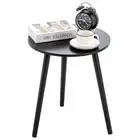 Black Round Side Table, Black End Table for Small Spaces, Simple 1 All Black