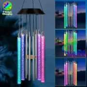 Color Changing Solar Wind Chimes LED Lights Large Deep Tone Resonant Bell Tubes