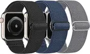 Tobpob 3 Pack Elastic Bands for Apple Watch 38mm-49mm, Adjustable Comfortable Nylon Braided Replacement Wristband Straps for iWatch Ultra/Series 9-1/Unisex/One Size