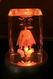 Bat Man - 3D Laser Etched Crystal Colour Changing Base Night light Boxed New