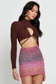Pink Knit Skirt Mini - Size 14, Women's Midi Mw Bodycon