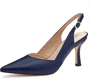 [Coutgo] Women's Slingback Kitten Heels Closed Pointed Toe Backless Wedding Party Dress Pumps Shoes