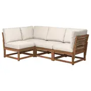 NÄMMARÖ modular corner sofa, 3-seat, outdoor light brown stained/Frösön/Duvholmen beige