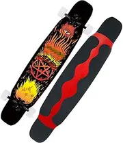 Sports Longboard Skateboard, Chrome Steel High-Speed Bearing 46" 8-Layer A-Level Maple Eye of Flame Pattern Dance Board Suitable for Beginners Adults Men Women