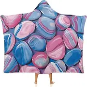 [Ausinbed] Rainbow Stone Wearable Cloak Hooded Blanket Fleece Hooded Robe Cloak Arctic Velvet Warm Throw Quilt Poncho Soft Nap Blanket Novelty Blanket Air Conditioning Blanket,60"x80"