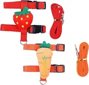 2Pcs Cat Harness and Leash, Cute Adjustable Rabbit Harness and Leash Set, Carrot Strawberry Pet Supplies for Rabbit, Kitten, & Small Animals Bunny and and Set