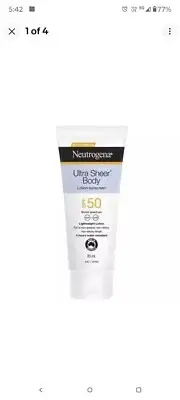 2 x Neutrogena Ultra Sheer Body Lotion Sunscreen SPF 50 85ml
