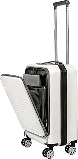 [Travigo] 20" TSA-Approved Hardshell Carry-On Luggage with Laptop Compartment – Spinner Suitcase with Lock, 360° Wheels, Retractable Handle – Lightweight ABS Travel Bag, WHITE, Compact 20", Sleek and
