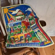 New handmade adorable child's quilted dollhouse play mat with 9 soft accessories