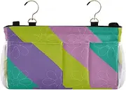 Bed Storage Organizer Bedside Caddy Storage Bag for Remote Phone, Dorm, Camp, Baby Bed Rails Flowers Stripes Rainbow Colorful