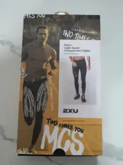 2XU Men's Light Speed Compression Tights - Black/Gold Reflective Size S New