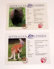 2 x Australian Citizen Passport Postcards - Kangaroo & Wombat - NEW
