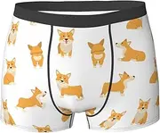 [HQFFPOO] Men's Boxer Briefs Breathable Mens Underwear Briefs Soft Wide Waistband, Corgi, Small