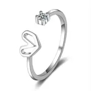 3PCS Copper Woman Fashion Jewelry Four Prong Heart Ring Adjustable Size Open Ring
