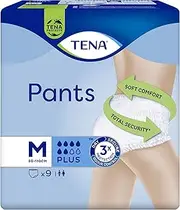 [TENA] Plus Pants, Heavy Incontinence Underwear,Unisex, Medium, Pack of 9