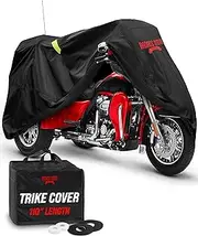 Badass Moto Ultimate for Harley Trike Cover Waterproof Fits Harley Davidson Trike Covers Motorcycle. HD Trike Cover for Harley Davidson Tri Glide Accessories. Taped Seams, Windshield Liner, Vents