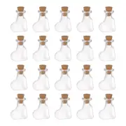 20pcs Mini Glass Bottles with Cork Obliquely Heart Shape Wishing Bottle