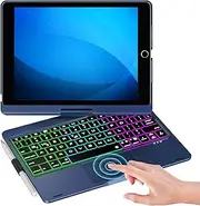 NOKBABO iPad 9th Generation Case with Keyboard 360° Rotatable Touchpad and 7 Color Backlight & Pencil Holder for iPad 9th/8th/7th Gen 10.2 inch & iPad Air 3rd Gen/iPad Pro 10.5 inch - Lake Blue
