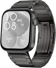 Titanium Watch Band Compatible with Huawei Fit 3 – Lightweight G-Style Solid Titanium Strap for Men, Thin Link Design, Durable & Hypoallergenic