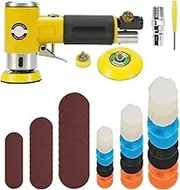 Mini 2/3 Inch Air Sander Pneumatic Polisher Grinder Buffer Double Acting Track Polisher 80 Sheets Sandpaper Kit B Easy Install