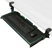 VIVO Black Clamp-on Height Adjustable Under Desk Gaming Keyboard Tray w/ RGB Pad