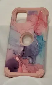 iPhone 11 Shockproof Multi-layer Protection Durable Pink Marble Phone Case