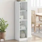 Highboard with Glass Doors White 35x37x142 cm vidaXL
