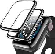 geekboy [2 Pack] Tempered Glass Screen Protector for Apple Watch Series 6/SE/5/4, 3D Curved Edge Full Coverage Protective Cover, Anti-Scratch 9H Hardness Bubble-Free HD Clear Film for iWatch 40mm