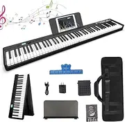 FVEREY Folding Piano Keyboard, 88 Key Semi Weighted Keyboards Electric Piano, Full Size Keyboard Portable Digital Piano with Sustain Pedal, Handbag, Bluetooth, USB MIDI for Beginner, Adult