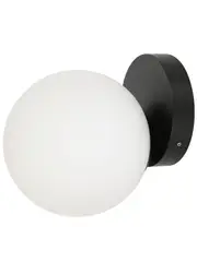 Mino 1 Light Wall Bracket in Black with Frosted Opal Glass