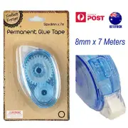 Permanent Adhesive Glue Tape Clear Double Sided Applicator Craft Roller 8mm x 7m