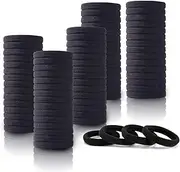 100PCS Black Hair Ties for Women Girls, Seamless Thick Black Hair Band, Elastic Hair Ties No Damage Ponytail Holder