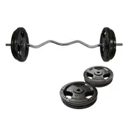 55kg Ez Grip Curl Barbell Weight Set - 120cm Curl Bar + 50kg Iron Weight Plates