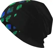 [ZaKhs] Pineapple Print Beanie Hat Winter Warm Knit Hat Soft Skull Cap for Women Men Black, Black, One Size