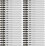 50Pcs T101B Jigsaw Blades, 4 Inch 10 TPI T-Shank Contractor Jig Saw Blades Set Made with HCS Clean Precise Straight Cutting Wood Boards Plastic PVC, Compatible with Bosch Dewalt Makita