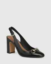 Prudence Black Leather Slingback