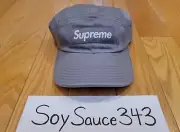 NEW SUPREME WASHED CHINO TWILL CAMP CAP GREY BOX LOGO SS22 RARE