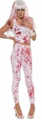 White Adult Bloody Leggings With Blood Spatter Costume Accessory